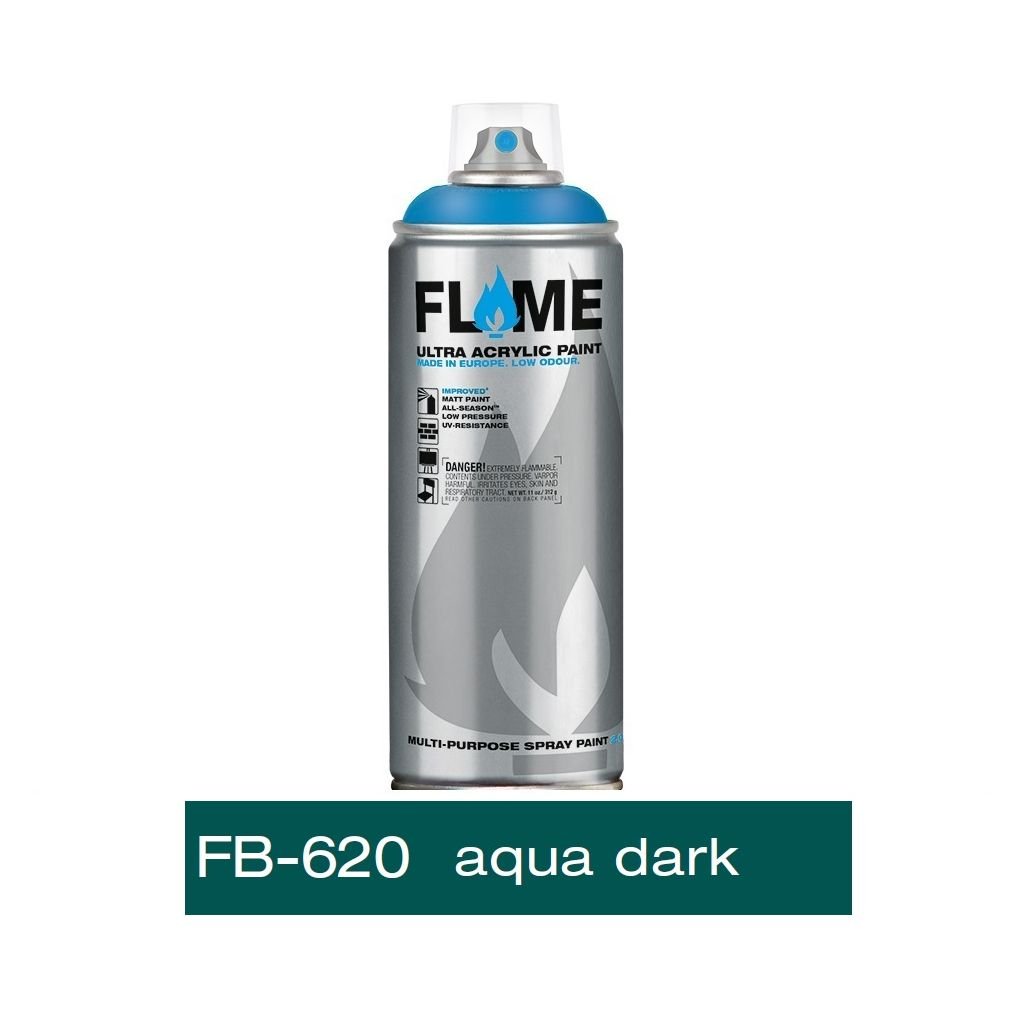 Flame Blue Low Pressure Acrylic Spray Paint 400 ML - Aqua Dark