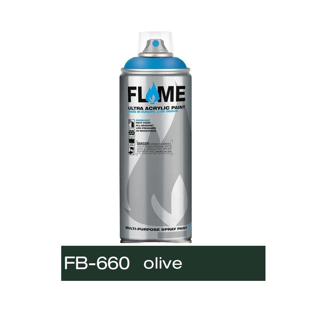 Flame Blue Low Pressure Acrylic Spray Paint 400 ML - Olive