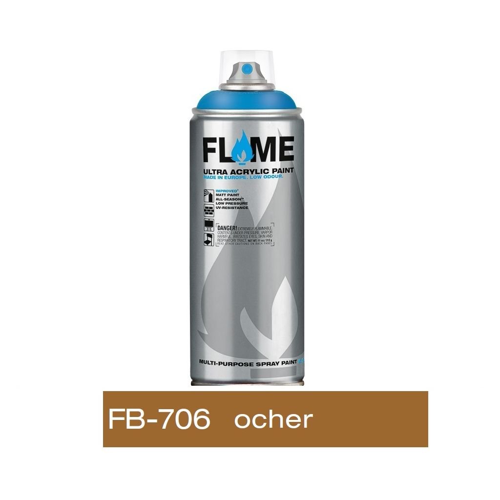 Flame Blue Low Pressure Acrylic Spray Paint 400 ML - Ocher