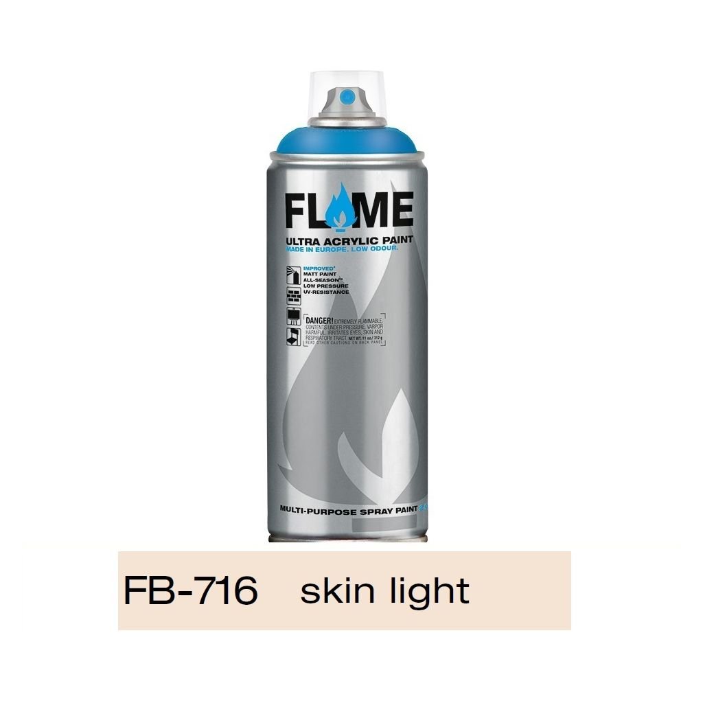 Flame Blue Low Pressure Acrylic Spray Paint 400 ML - Skin Light