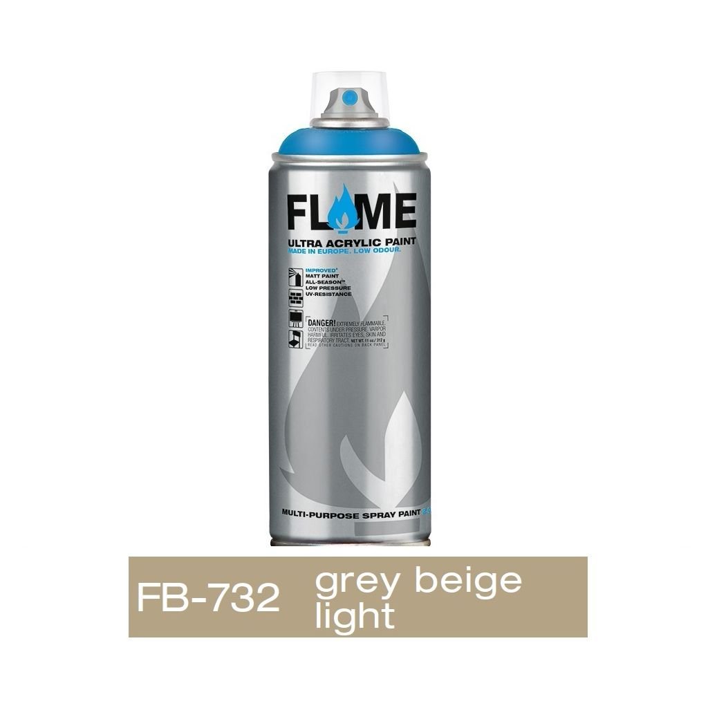 Flame Blue Low Pressure Acrylic Spray Paint 400 ML - Grey Beige Light