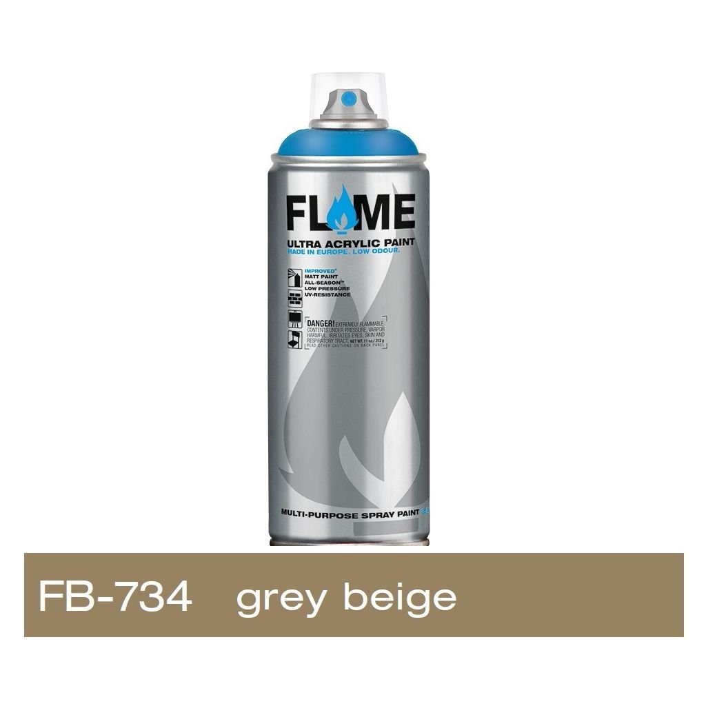 Flame Blue Low Pressure Acrylic Spray Paint 400 ML - Grey Beige