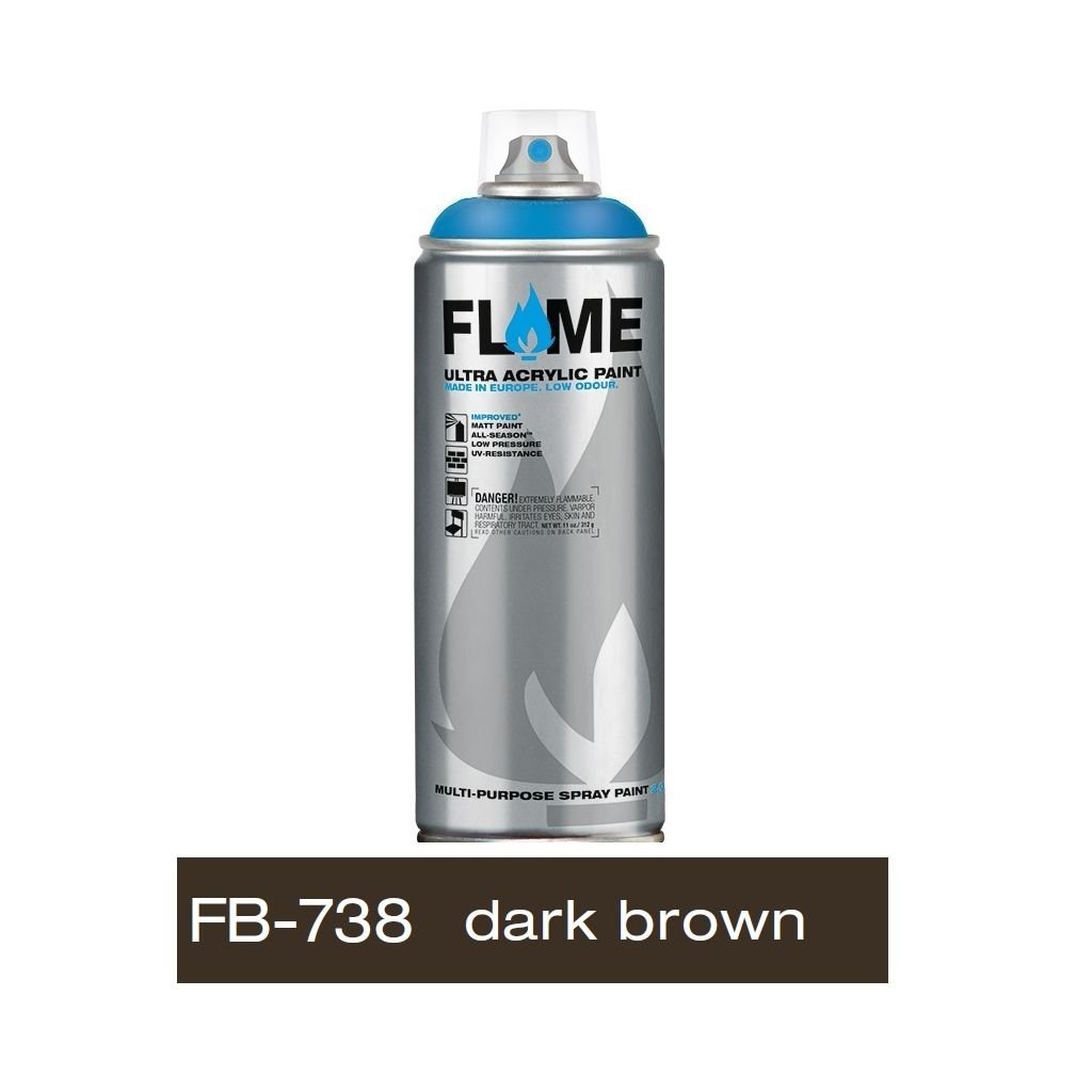 Flame Blue Low Pressure Acrylic Spray Paint 400 ML - Dark Brown