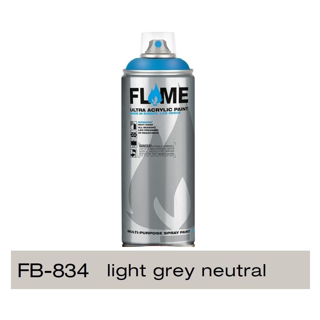 Flame Blue Low Pressure Acrylic Spray Paint 400 ML - Light Grey Neutral