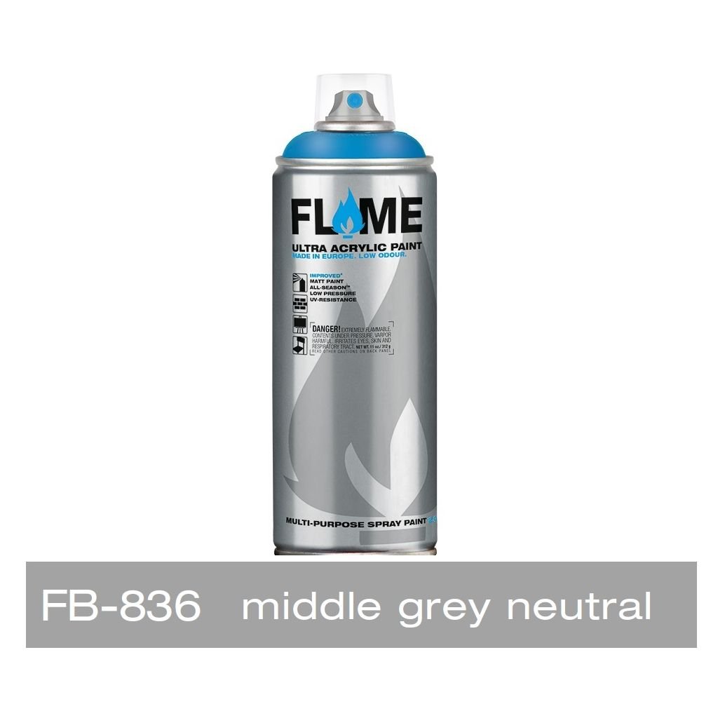 Flame Blue Low Pressure Acrylic Spray Paint 400 ML - Middle Grey Neutral