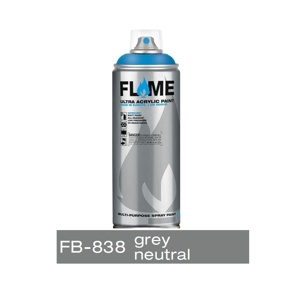 Flame Blue Low Pressure Acrylic Spray Paint 400 ML - Grey Neutral