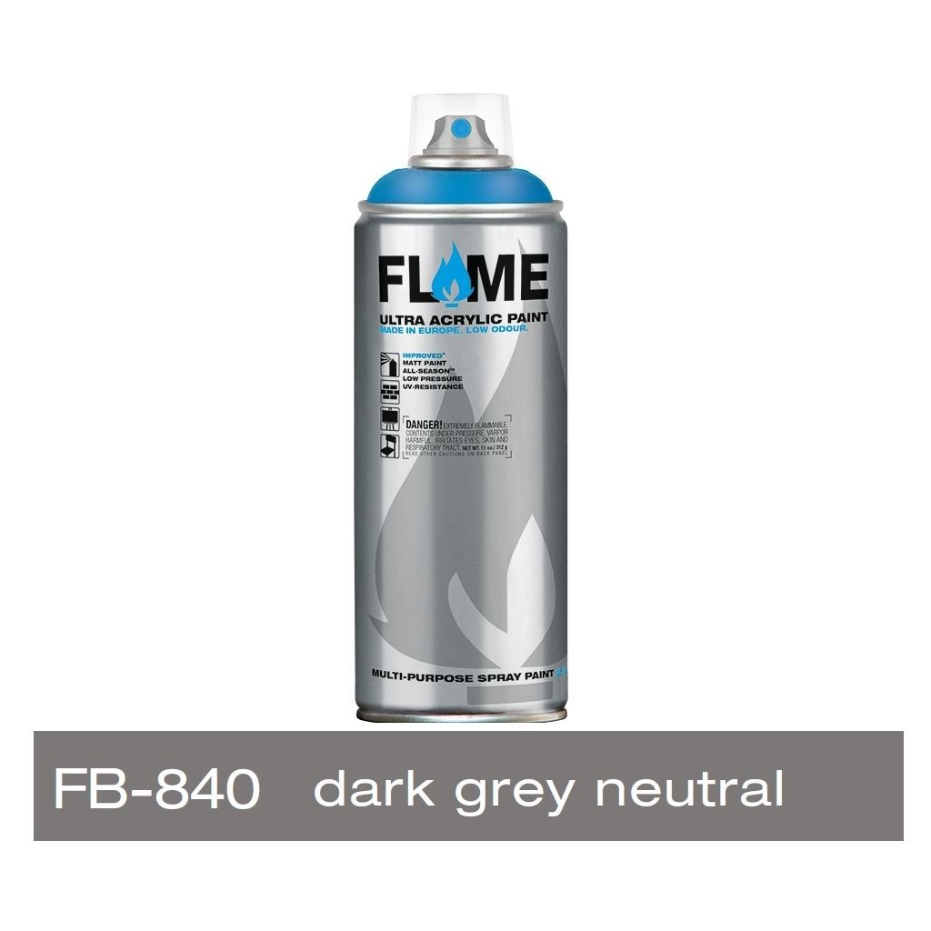 Flame Blue Low Pressure Acrylic Spray Paint 400 ML - Dark Grey Neutral