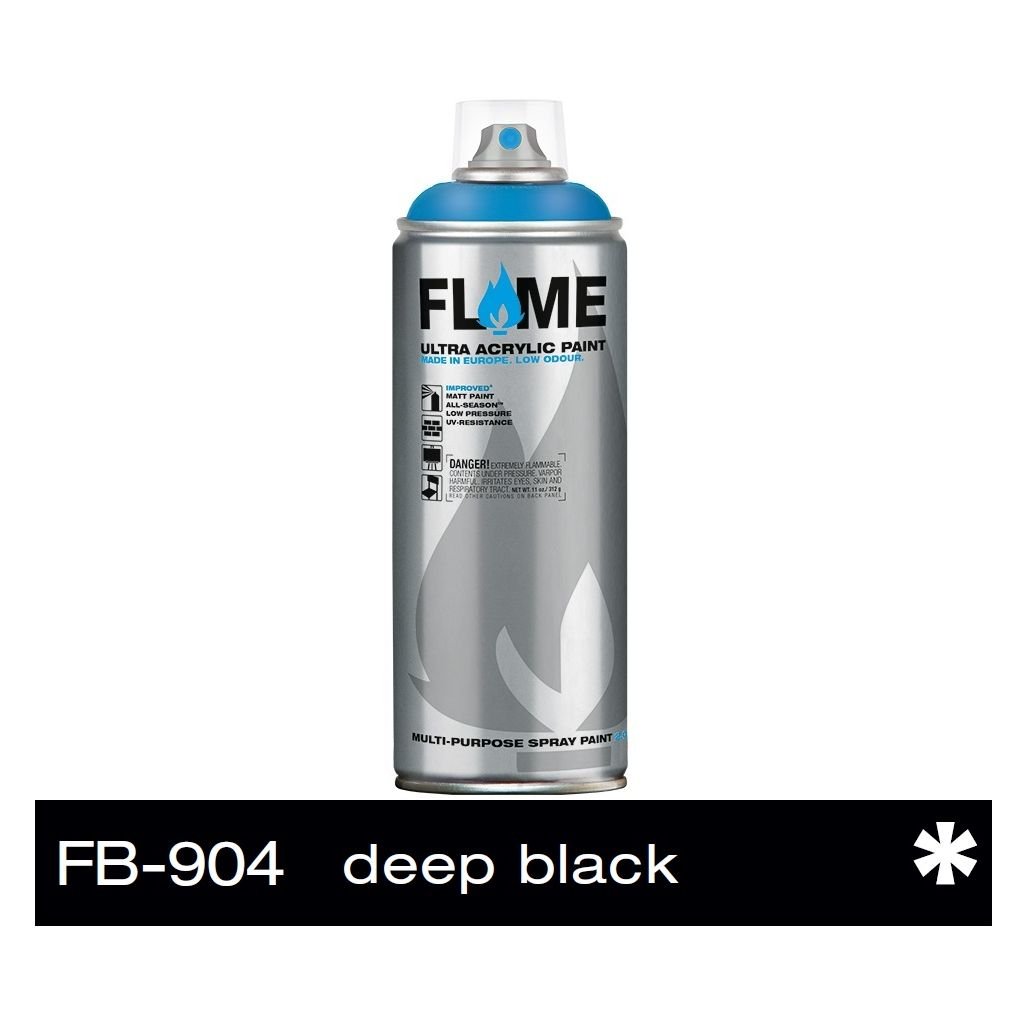 Flame Blue Low Pressure Acrylic Spray Paint 400 ML - Deep Black