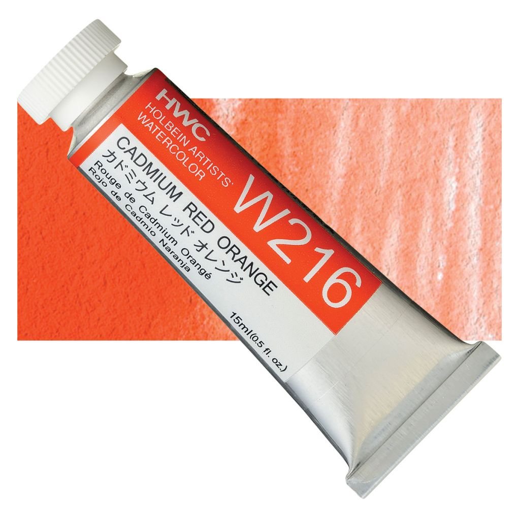 Holbein Artists' Watercolour - Tube of 15 ML - Cadmium Red Orange (216)