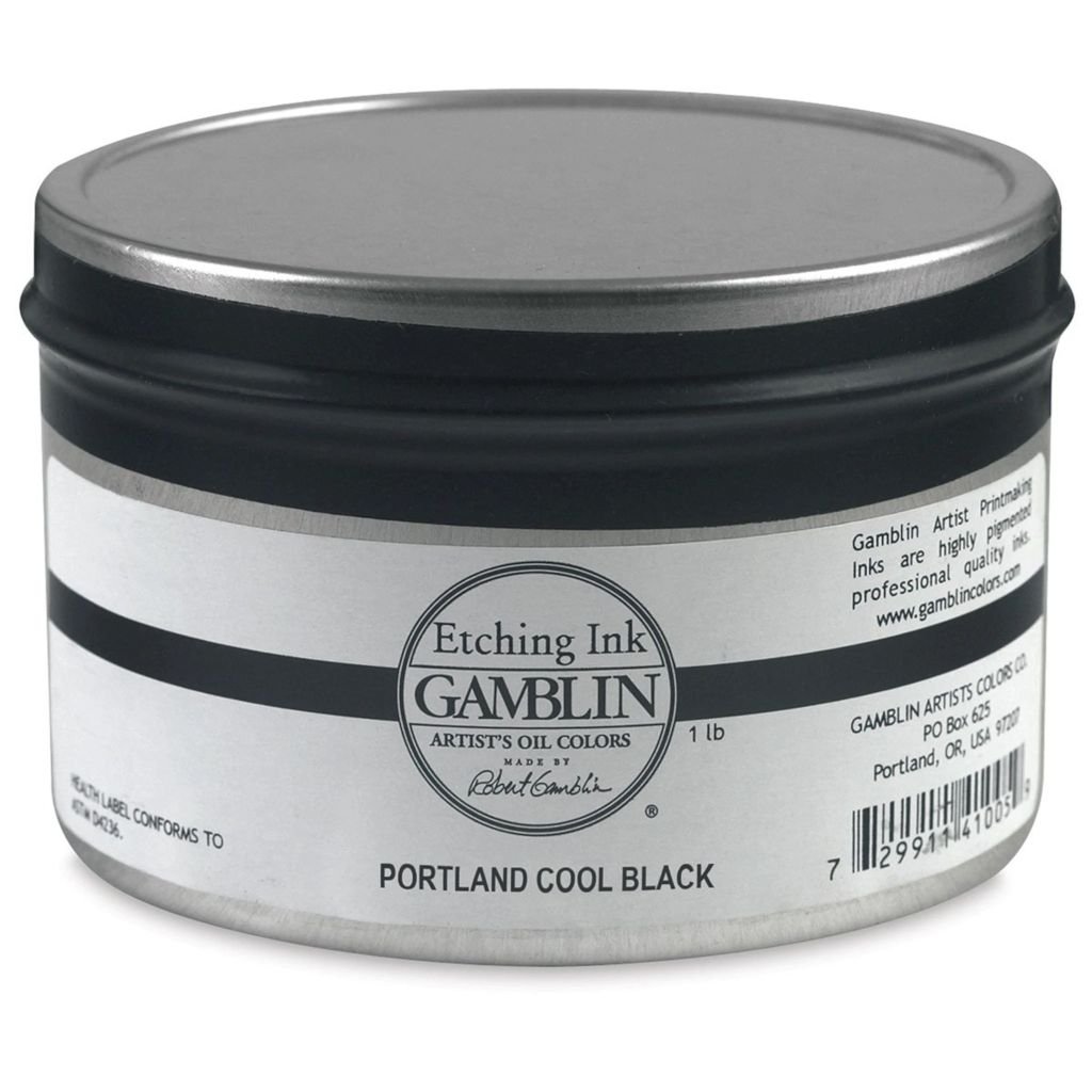 Gamblin Etching / Intaglio Ink - Portland Cool Black Jar of 1 LB / 453 ML