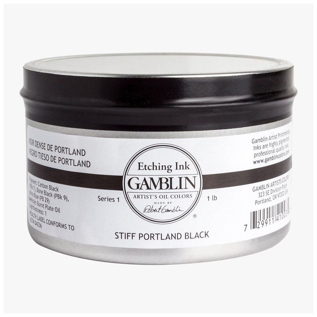 Gamblin Etching / Intaglio Ink - Stiff Portland Black Jar of 1 LB / 453 ML