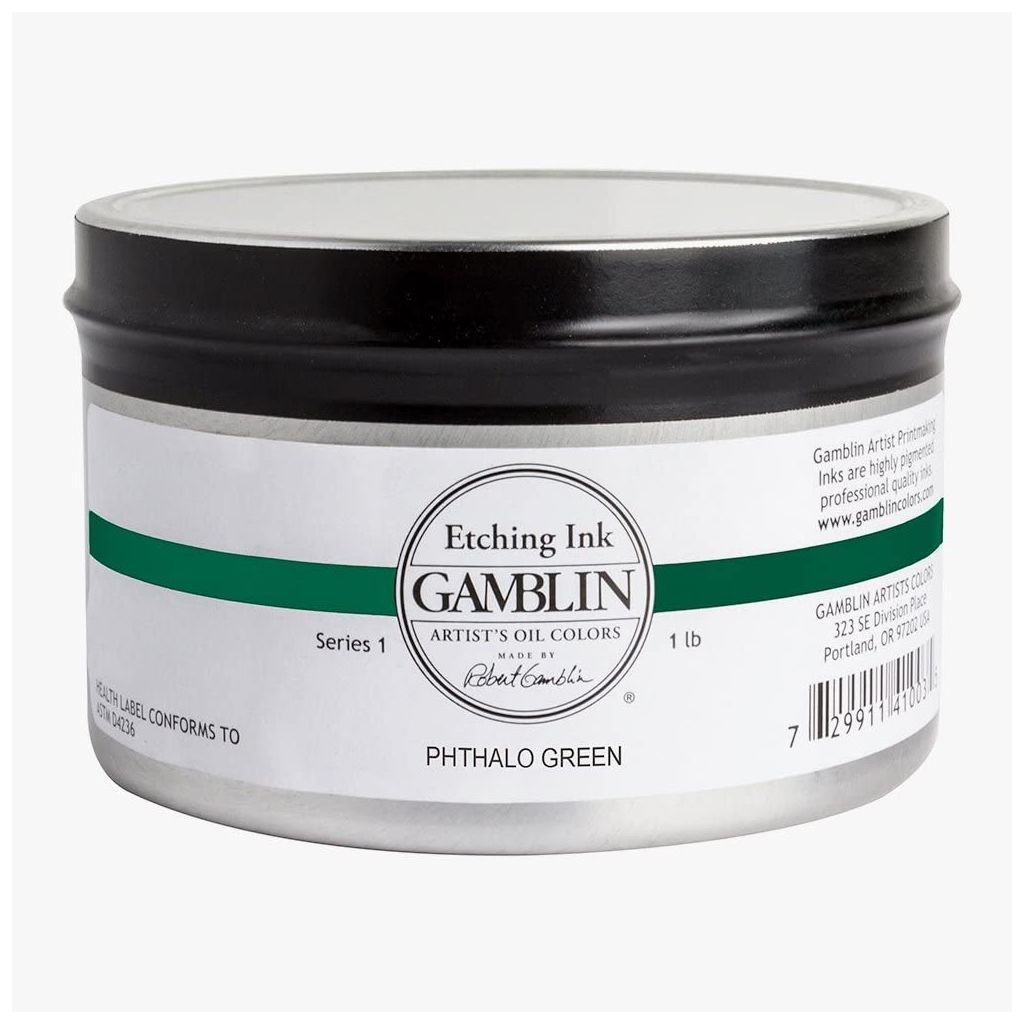 Gamblin Etching / Intaglio Ink - Phthalo Green Jar of 1 LB / 453 ML