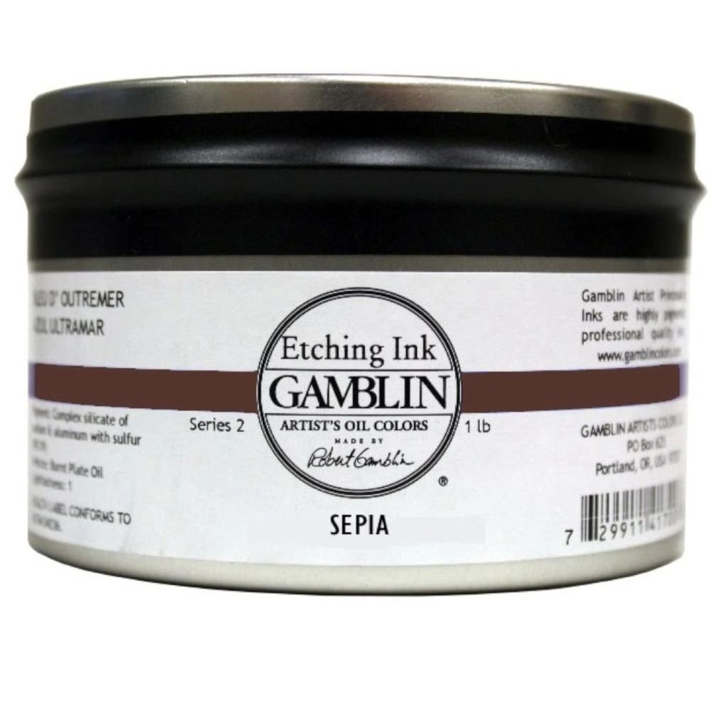Gamblin Etching / Intaglio Ink - Sepia Jar of 1 LB / 453 ML