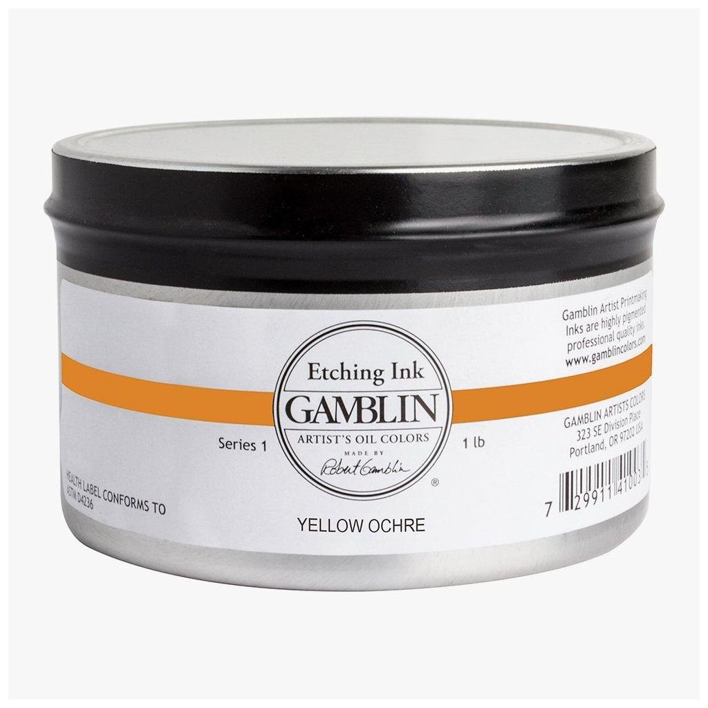 Gamblin Etching / Intaglio Ink - Yellow Ochre Jar of 1 LB / 453 ML