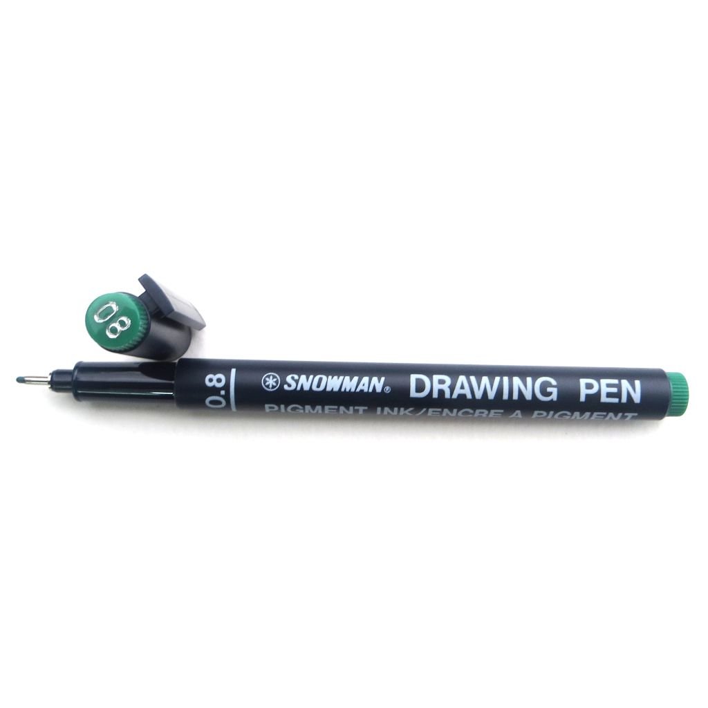 Snowman Drawing, Zentangle & Manga Pens - Green - 08
