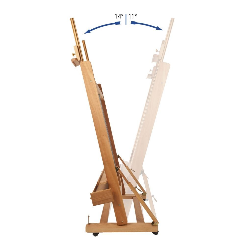 MABEF Beech Wood Double Mast (Pole) Studio Easel - H Frame - with Crank for Elevation