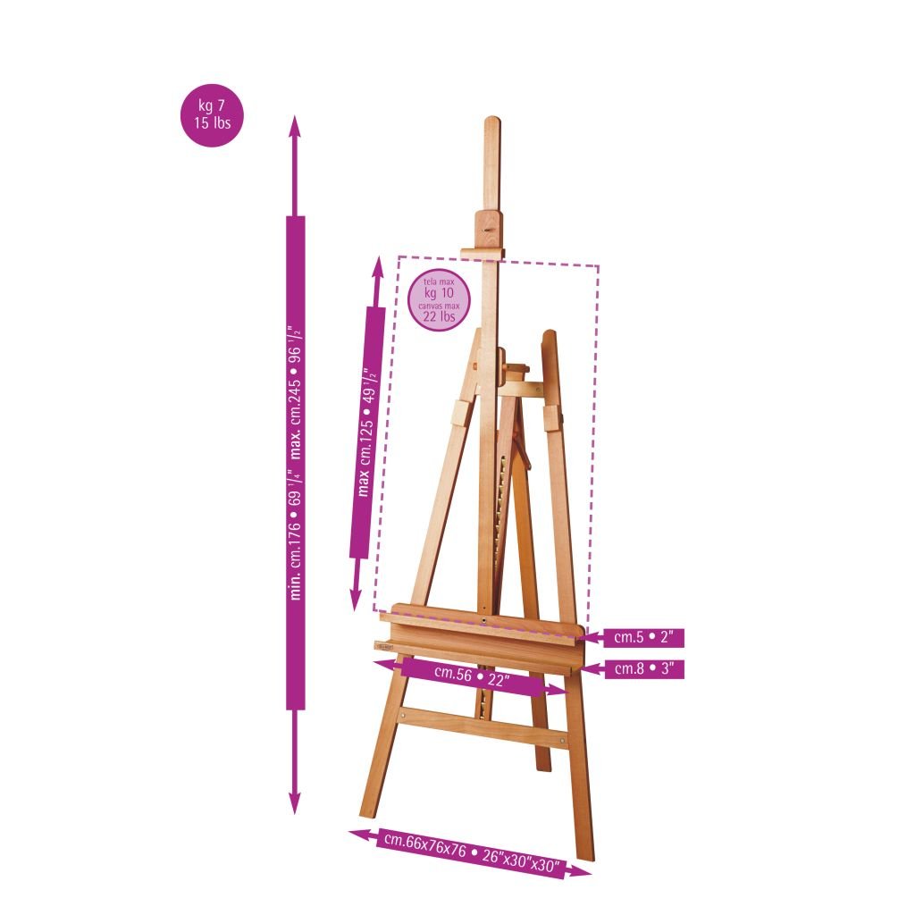 MABEF Beech Wood Inclinable Lyre Easel - A Frame