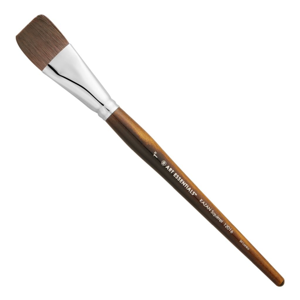 Art Essentials KAZAN Synthetic Squirrel Hair Brush - Series 12016 - Flat - Short Handle - Size: 1