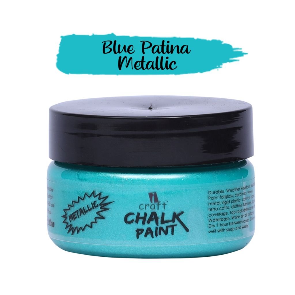 iCraft Metallic Chalk Paint Blue Patina - Jar of 50 ML