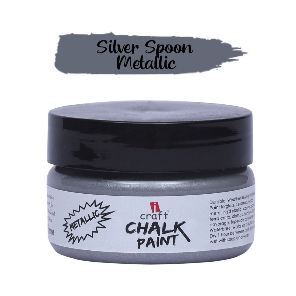 iCraft Metallic Chalk Paint Silver Spoon - Jar of 50 ML