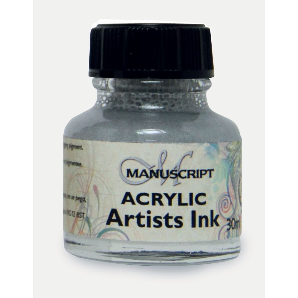 Manuscript Artists Acrylic Dip Pen Ink 30 ML - Metallic Silver