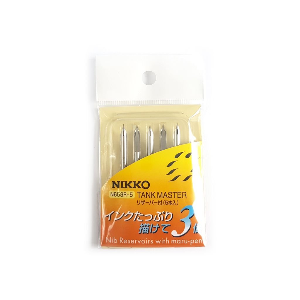Nikko - Comic Pen Nib No.N659R - Maru Pen (Hard) With Reservoir - Pack of 5
