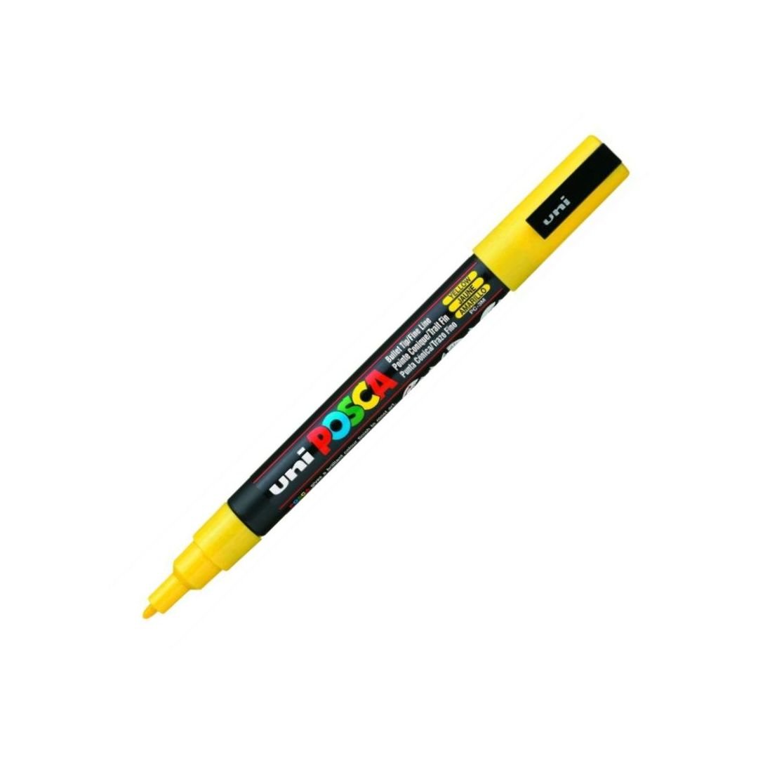 Uni-Posca - Water-Based - Fine Bullet Tip - PC 3M - Yellow Marker
