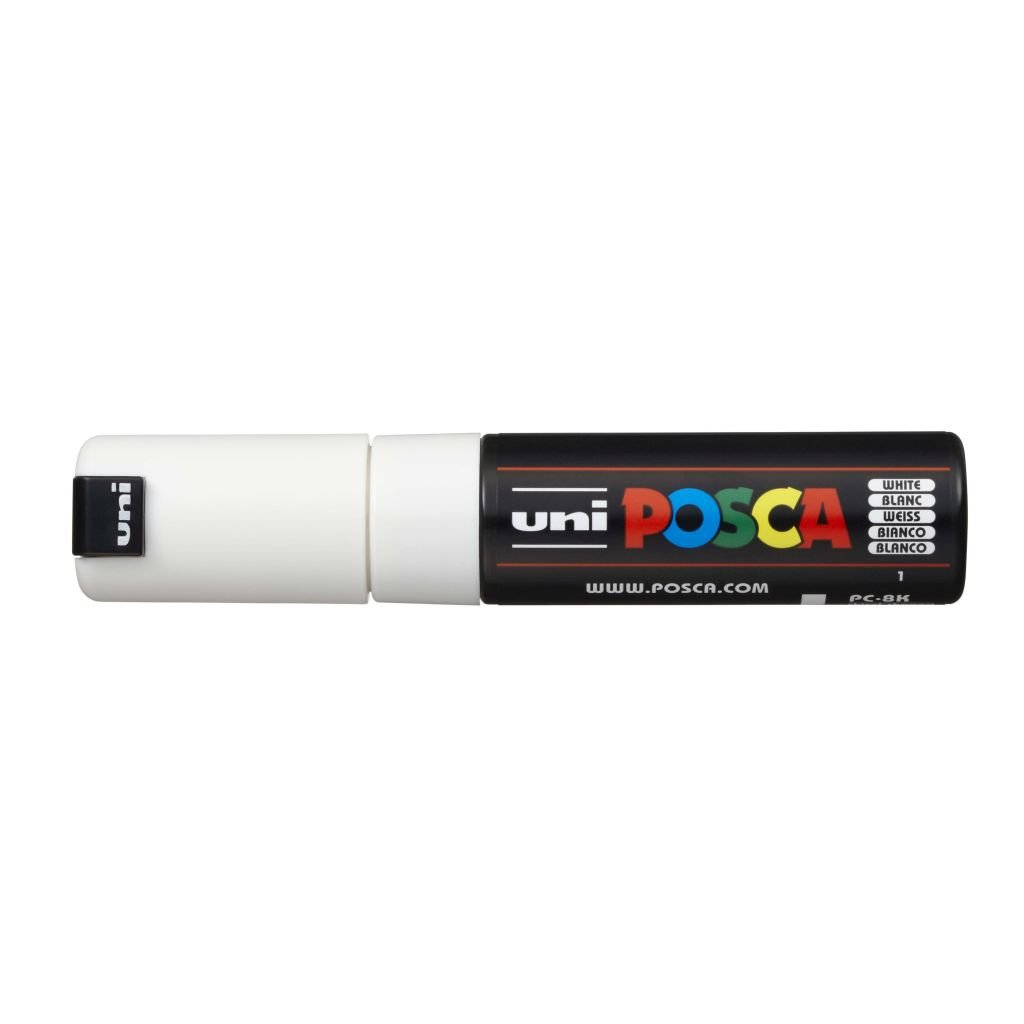 uni-ball PWE-8K, uni Chalk Marker, Broad Chisel Tip Pen White. Pack of 4