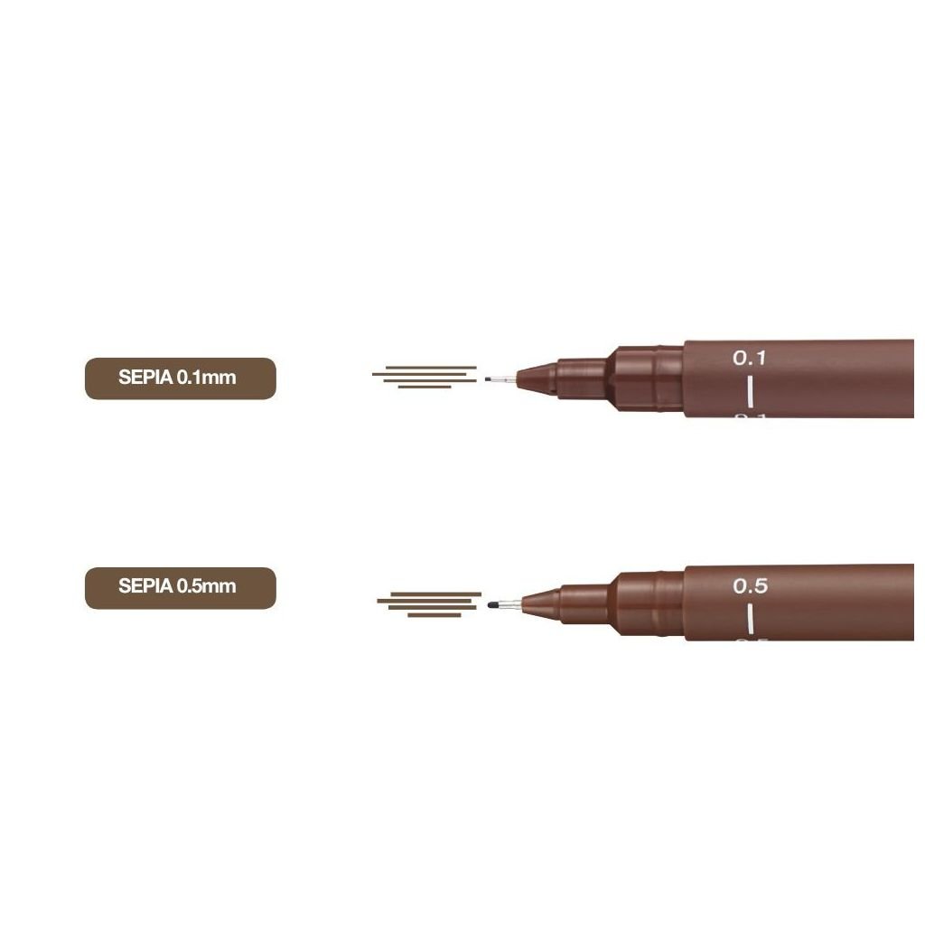 Uni-Ball Uni Pin Fine Line Drawing Pen - 0.1 MM - Sepia