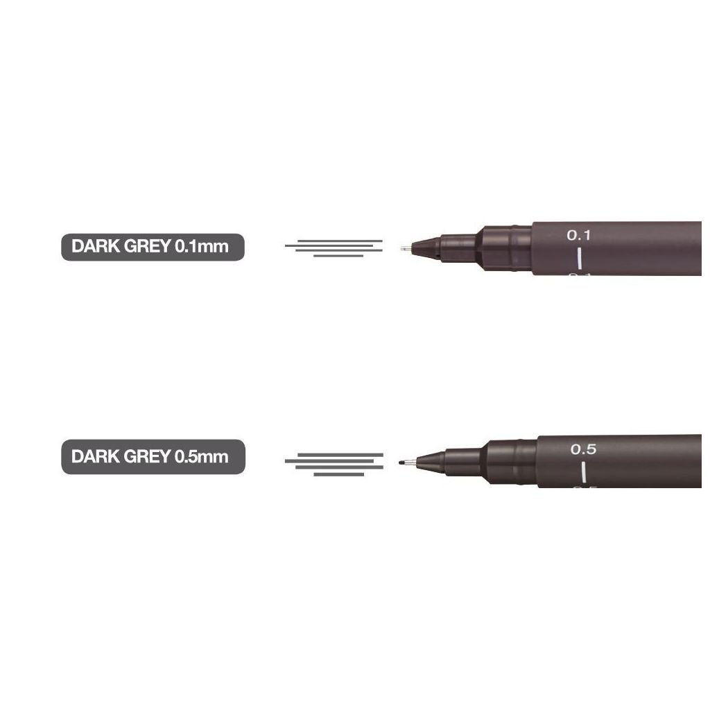Uni-Ball Uni Pin Fine Line Drawing Pen - 0.5 MM - Dark Grey