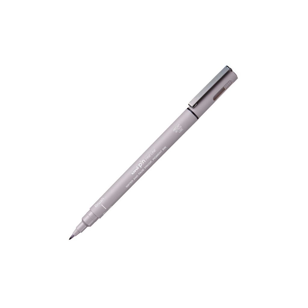 Uni-Ball Uni Pin Fine Line Drawing Pen - Brush Tip - Light Grey