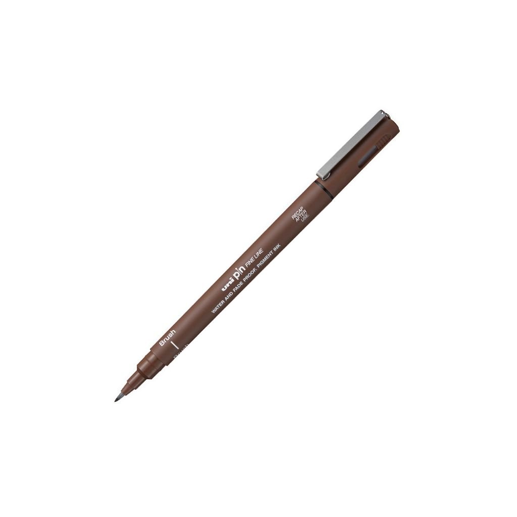 Uni-Ball Uni Pin Fine Line Drawing Pen - Brush Tip - Sepia