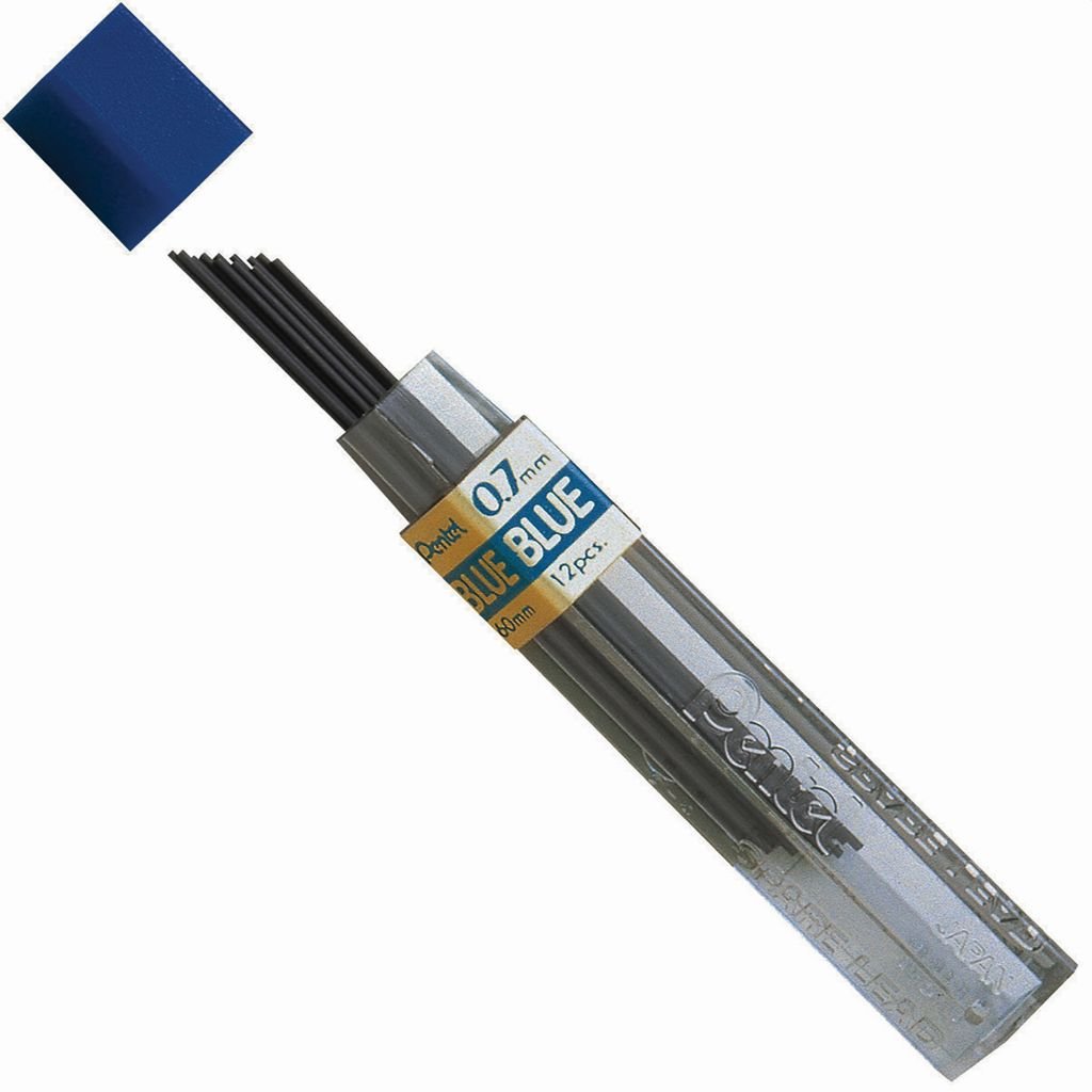 Pentel Hi-Polymer Mechanical Pencil Coloured Lead - 0.7 mm - Blue - Pack of 12 Leads