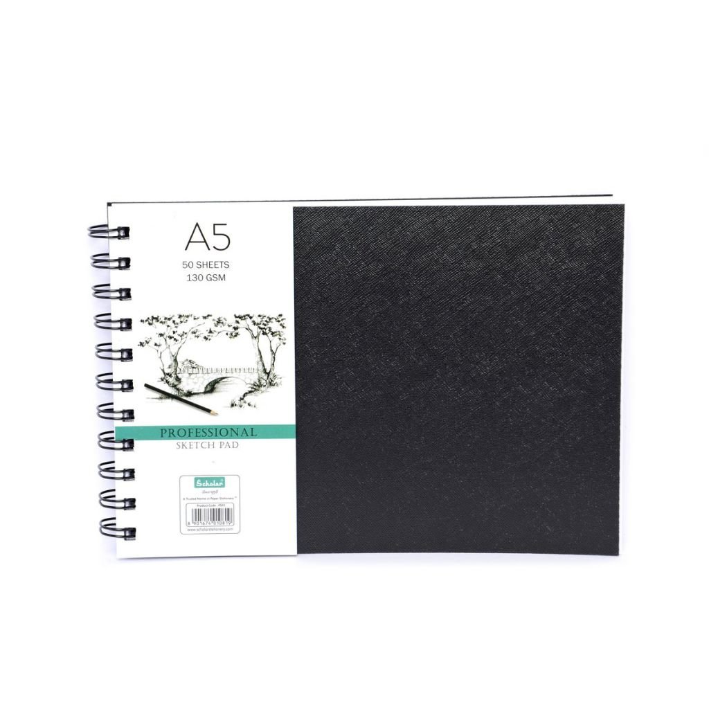Scholar Artists' Sketch Book Professional - A5 (14.8 cm x 21 cm or 5.8 in x 8.3 in) White Medium 130 GSM, Spiral Journal of 50 Sheets