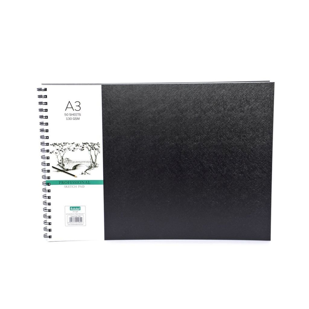 Scholar Artists' Sketch Book Professional - A3 (29.7 cm x 42 cm or 11.7 in x 16.5 in) White Medium 130 GSM, Spiral Journal of 50 Sheets