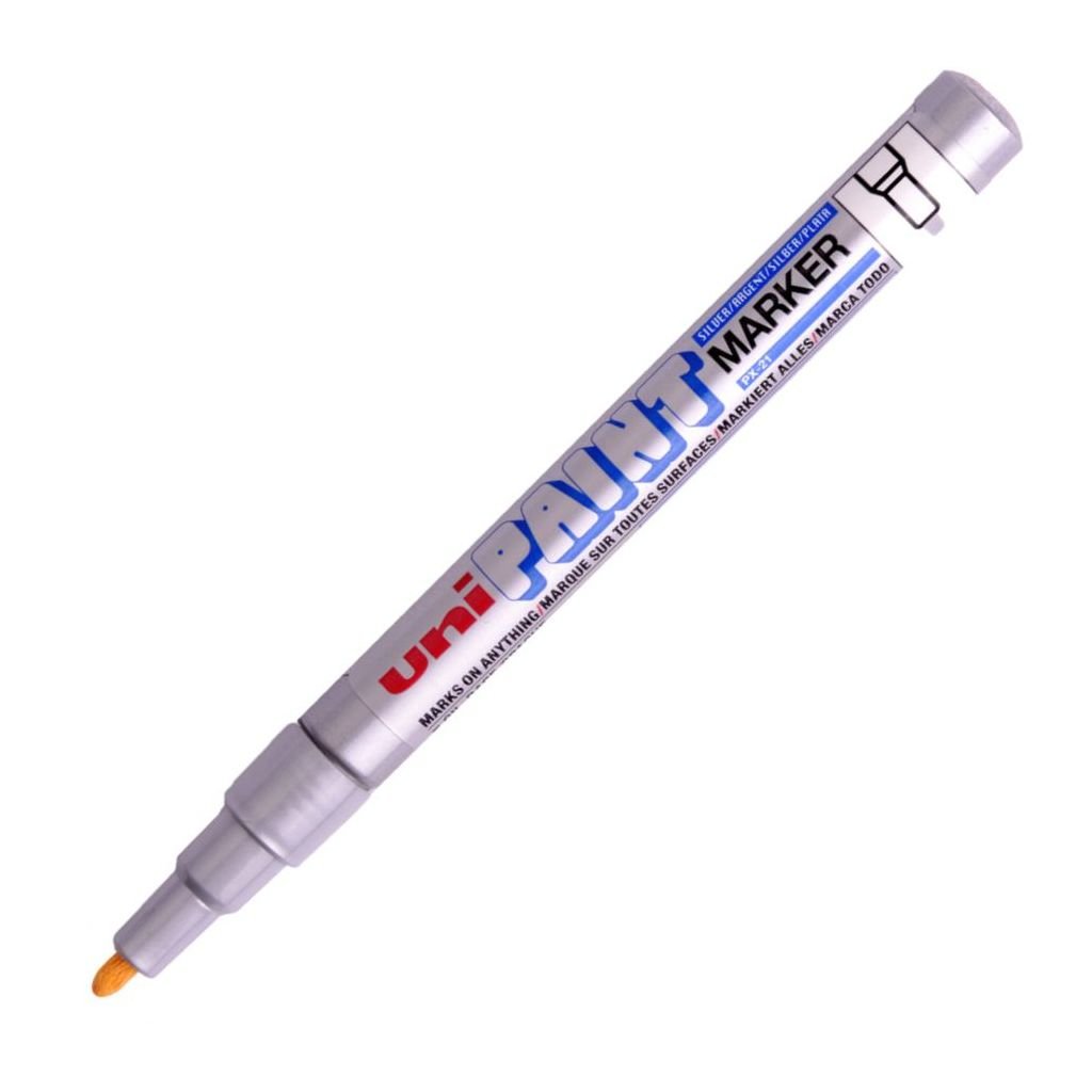 Uni-Ball Uni PX21 Oil Based Paint Marker - Fine Bullet Tip - Silver