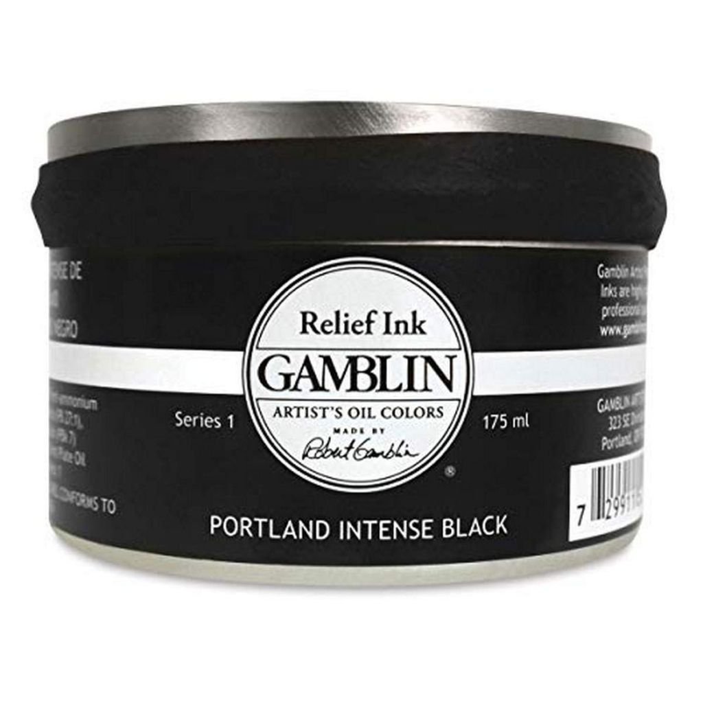Gamblin Printmaking Relief Ink - Portland Intense Black - Jar of 175 ML