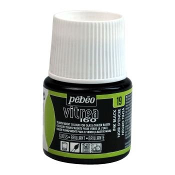 Pebeo Vitrea 160 Glossy Glass Paint - 45 ML Bottle - Ink Black (19)