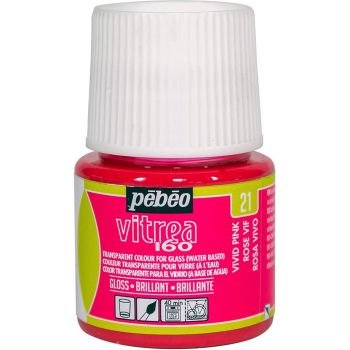 Pebeo Vitrea 160 Glass Paint - 45 ML Bottle - Vivid Pink (021)