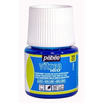 Pebeo Vitrea 160 Glass Paint - 45 ML Bottle - Cyan (022)