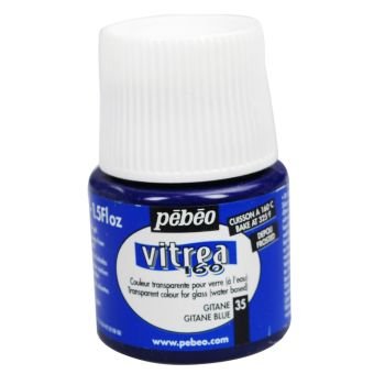 Pebeo Vitrea 160 Frosted Glass Paint - 45 ML Bottle - Gitane Blue (035)