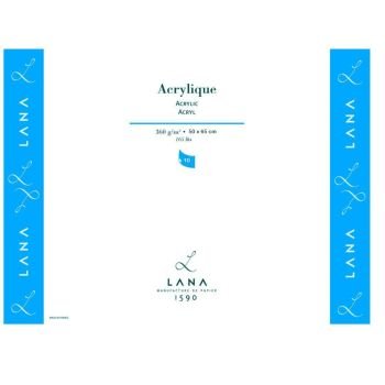 Lana Acrylique - Acrylic - 50 cm x 65 cm Natural White Rough 360 GSM Paper, Pack of 10 Sheets