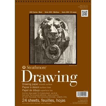 Strathmore 400 Series Drawing 9'' x 12'' Cream Smooth 130 GSM Short Side Spiral Pad of 24 Sheets