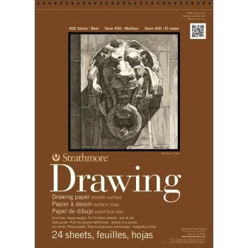 Strathmore 400 Series Drawing 11'' x 14'' Cream Smooth 130 GSM Short Side Spiral Pad of 24 Sheets