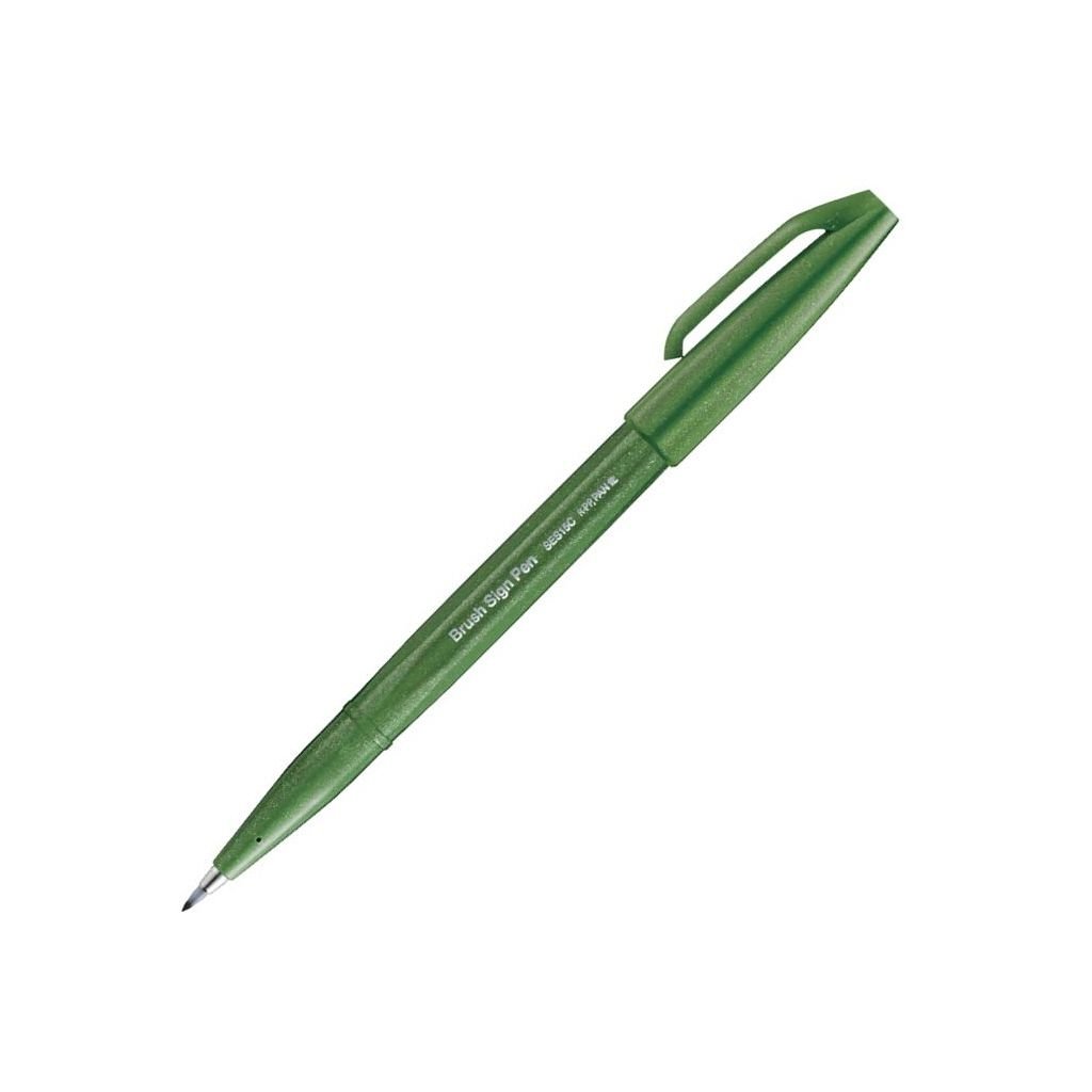 Pentel Sign Pen Touch - Fude Brush Tip - Olive Green