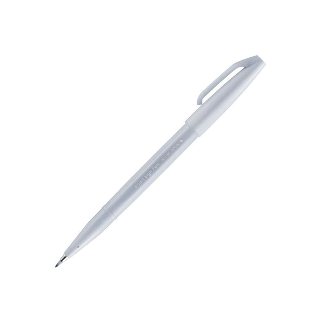 Pentel Sign Pen Touch - Fude Brush Tip - Light Grey