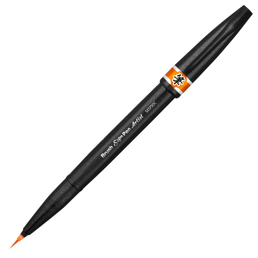 Pentel Artist Brush Sign Pen - Micro Brush Tip - Orange