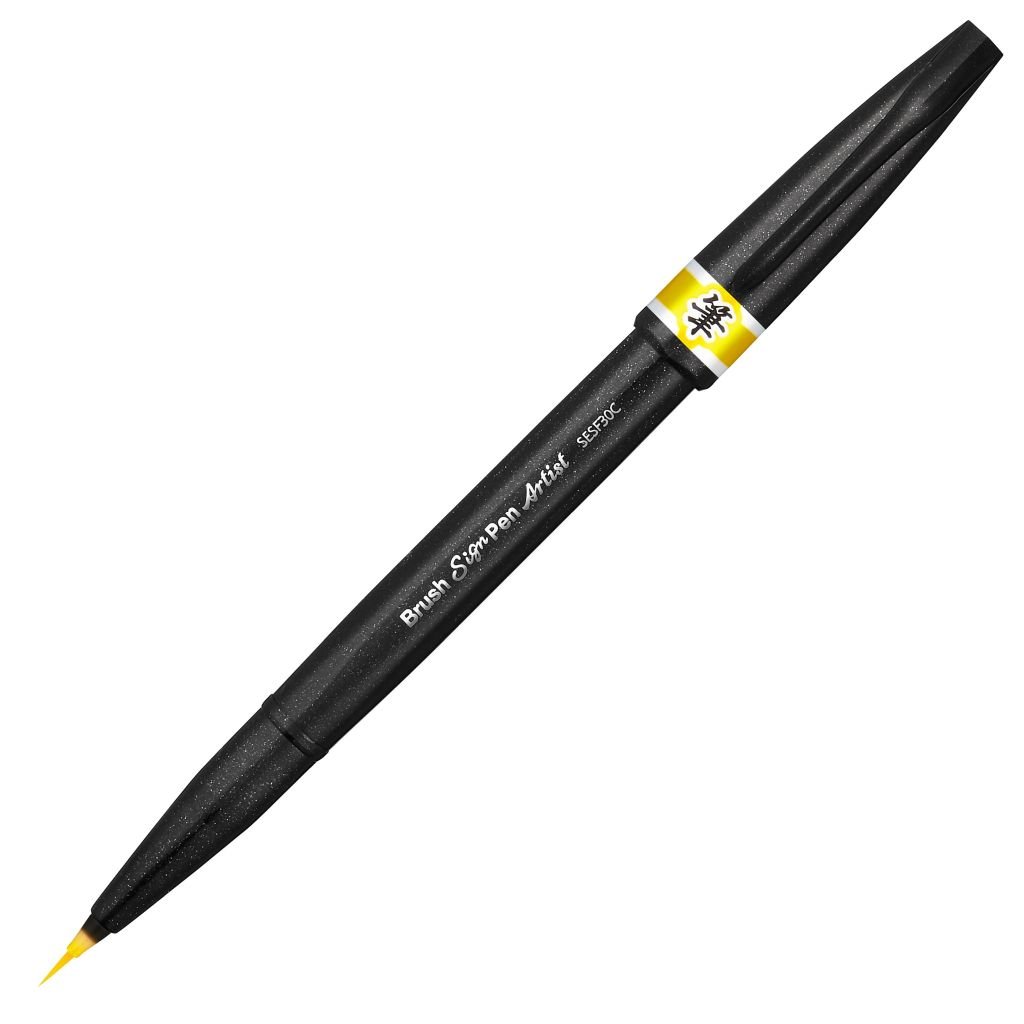 Pentel Artist Brush Sign Pen - Micro Brush Tip - Yellow