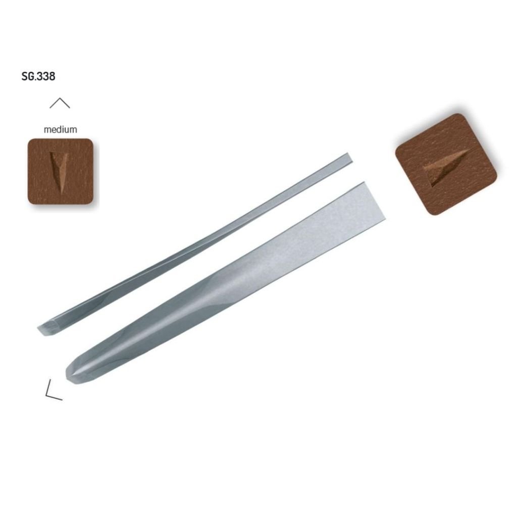 RGM Engraving Tools - Lino Carving Tools - Professional Linoleum Chisel No. 338 - Fiberglass Handle - V Tool Flat Medium