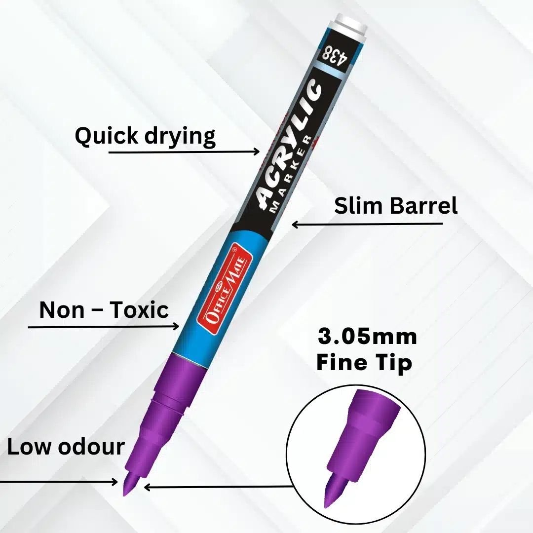 Soni Officemate Water Base Acrylic Marker - Fine Tip (3.05 MM) - Orange